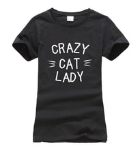 Crazy Cat Lady Printed Kitty Tee Shirt Fun Colors Gag Gift