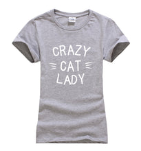 Crazy Cat Lady Printed Kitty Tee Shirt Fun Colors Gag Gift