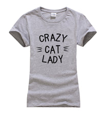 Crazy Cat Lady Printed Kitty Tee Shirt Fun Colors Gag Gift