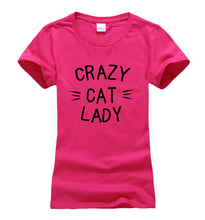 Crazy Cat Lady Printed Kitty Tee Shirt Fun Colors Gag Gift