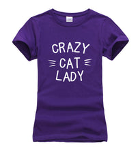 Crazy Cat Lady Printed Kitty Tee Shirt Fun Colors Gag Gift