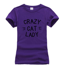 Crazy Cat Lady Printed Kitty Tee Shirt Fun Colors Gag Gift