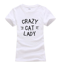 Crazy Cat Lady Printed Kitty Tee Shirt Fun Colors Gag Gift