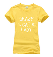 Crazy Cat Lady Printed Kitty Tee Shirt Fun Colors Gag Gift