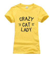 Crazy Cat Lady Printed Kitty Tee Shirt Fun Colors Gag Gift