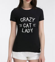 Crazy Cat Lady Printed Kitty Tee Shirt Fun Colors Gag Gift